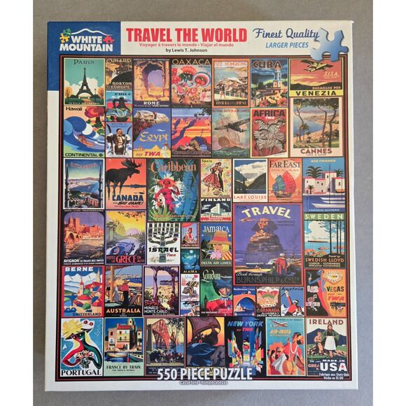 White Mountain Travel The World 550 pc Lewis T Johnson 2018 Complete Preowned - Picture 1 of 5